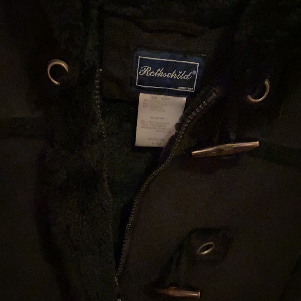 Rothschild black coat with hood warm soft cozy interior zipper closure M (5-6)​​ - Picture 3 of 5